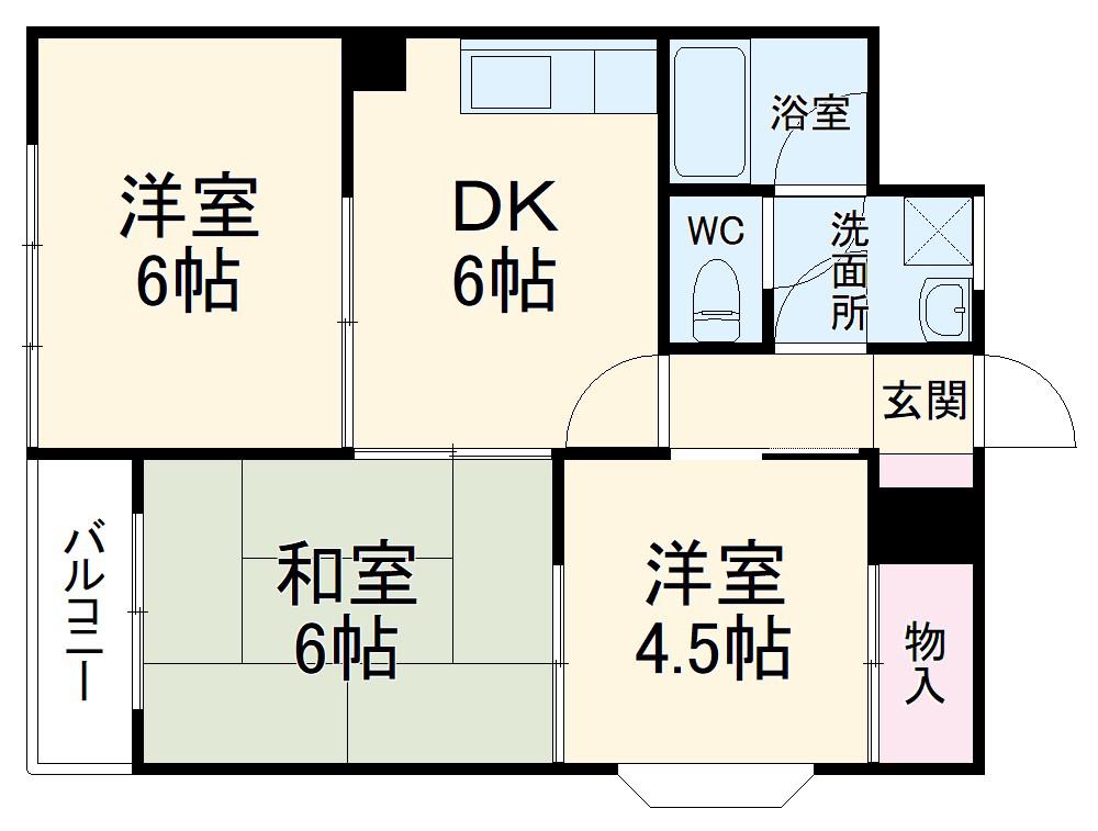 セレーノ東町Ⅱ(3DK/4階)の間取り写真