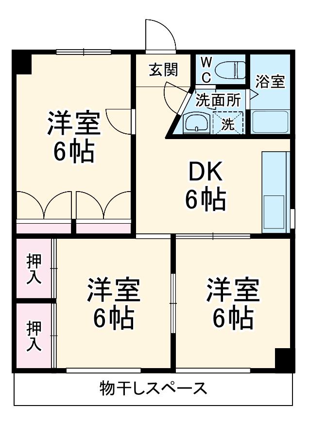 とどろきハイツ(3DK/3階)の間取り写真