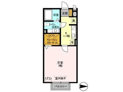 めぞんモナリエ(1K/2階)の間取り写真