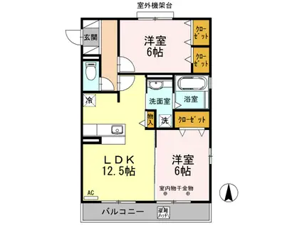 ファビュラス松下(2LDK/3階)の間取り写真