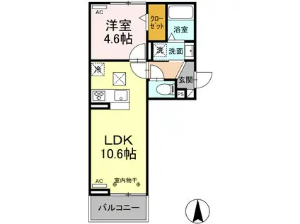 D-ROOM NOHN(1LDK/1階)の間取り写真