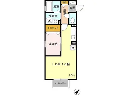 パークサイドK(1LDK/1階)の間取り写真