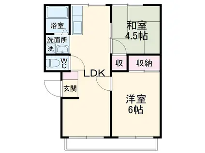 クレアンヌーヴ平岡(2LDK/2階)の間取り写真