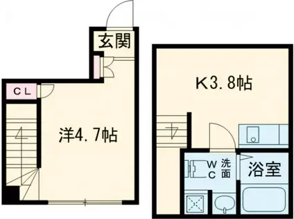 HJ PLACE西早稲田(1K/1階)の間取り写真