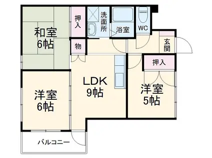 鴨宮ガーデンヒルズ(3DK/2階)の間取り写真