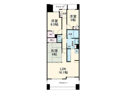 ライオンズ岐阜セントマークス壱番館(3LDK/9階)の間取り写真