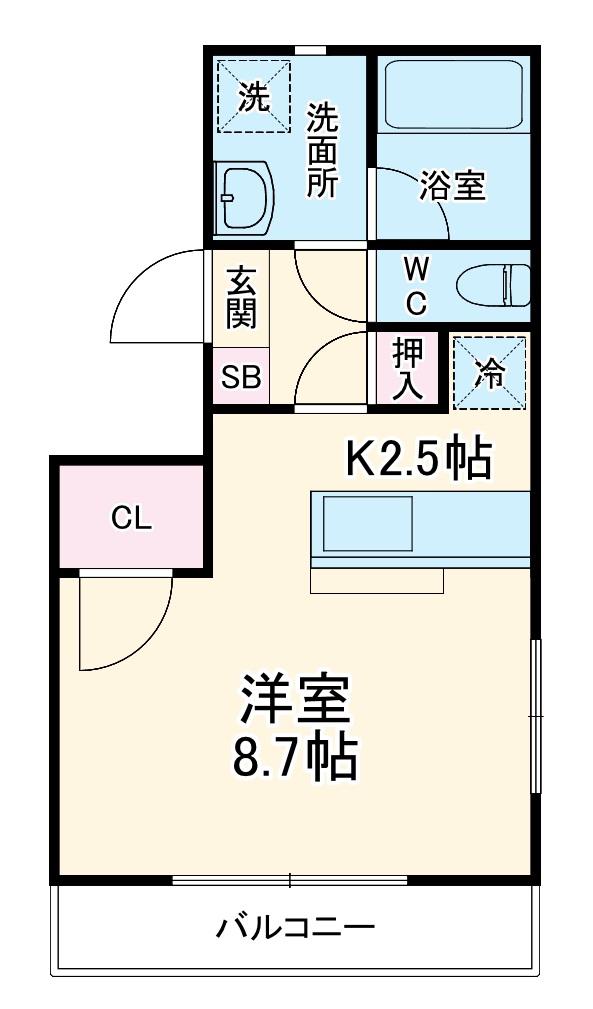 マンションてるい(1K/3階)の間取り写真