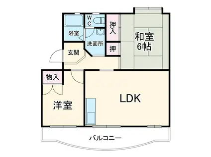 リバーサイドハイツ(2LDK/1階)の間取り写真