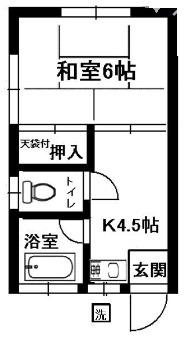 蓼科コーポ(1DK/2階)の間取り写真
