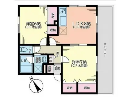 コモンズあざみ野D棟(2LDK/3階)の間取り写真