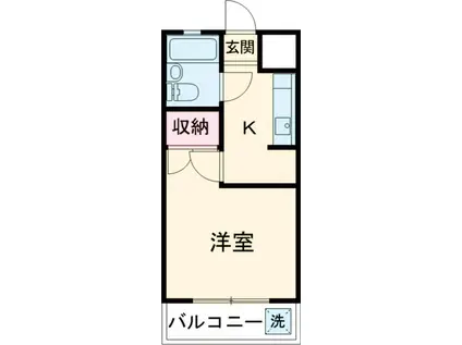 藤ハイツ桜(1K/4階)の間取り写真