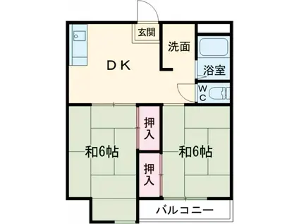 ハイツモンレーブ(2DK/1階)の間取り写真