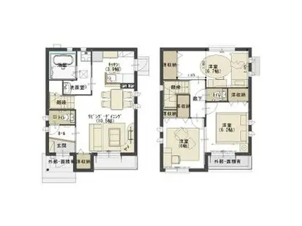 東北新幹線 宇都宮駅 徒歩30分 2階建 築10年(3LDK)の間取り写真