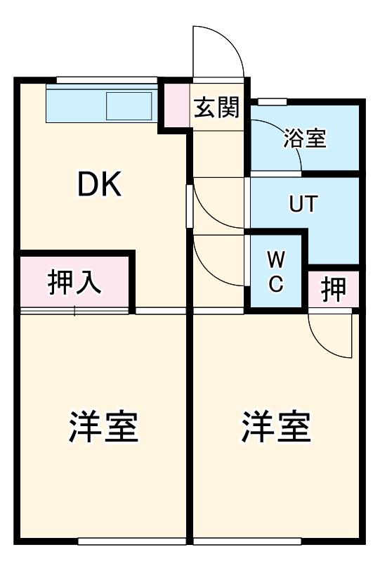 アクア大垣(2DK/2階)の間取り写真