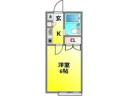 パークプレイス(1K/2階)の間取り写真