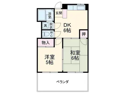 ターキービル(2DK/2階)の間取り写真