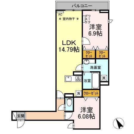 アヴァンス堀切(2LDK/2階)の間取り写真