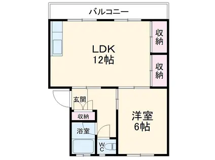 笹本ハイツ(1LDK/3階)の間取り写真