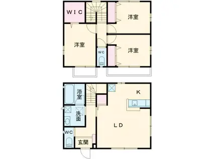 東北本線 宇都宮駅 徒歩16分 2階建 築3年(3LDK)の間取り写真