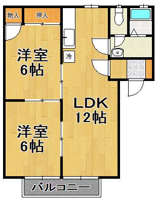 若柴ガーデンコート(2LDK/2階)の間取り写真
