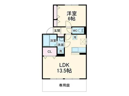 プランドール新和(1LDK/1階)の間取り写真