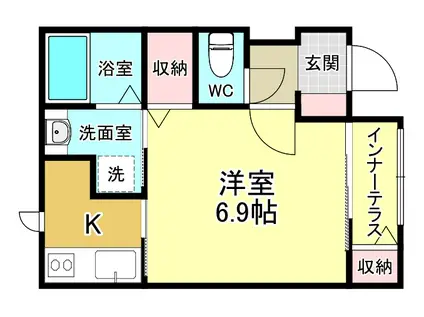 PLACIDE(1K/1階)の間取り写真