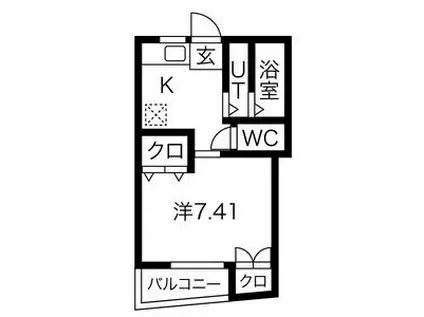 カーサビアンカS(1K/1階)の間取り写真