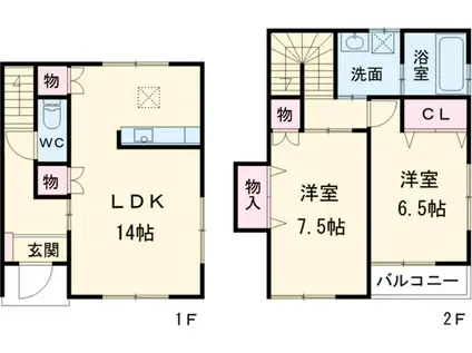 竹林Ⅶメゾネット(2LDK)の間取り写真