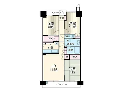 ステラガーデン幕張(3LDK/9階)の間取り写真