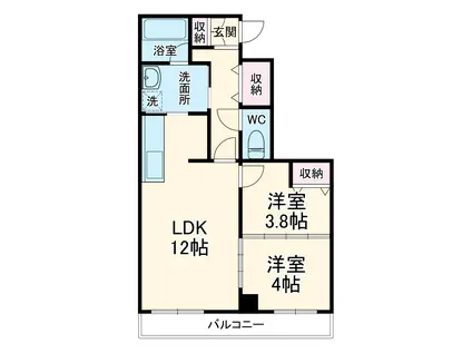 ノーブル上野坂(2LDK/3階)の間取り写真
