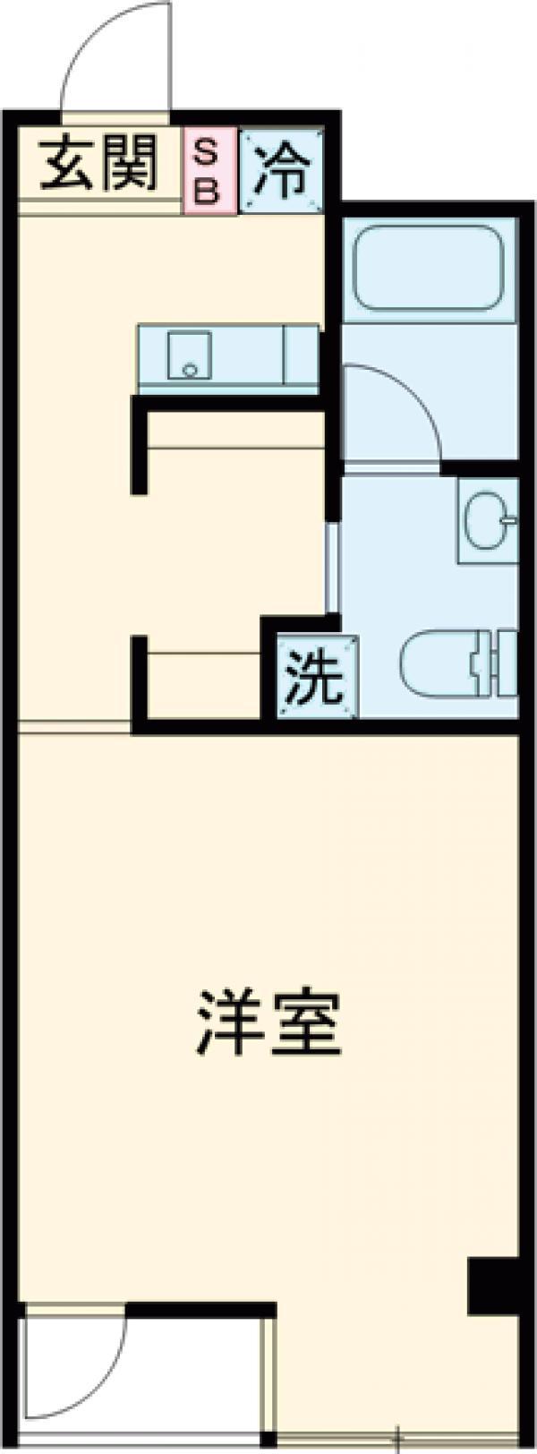 ベルビュー成城(1K/2階)の間取り写真