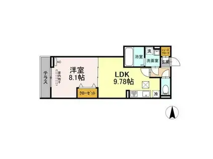 アヴァンス中村南(1LDK/1階)の間取り写真