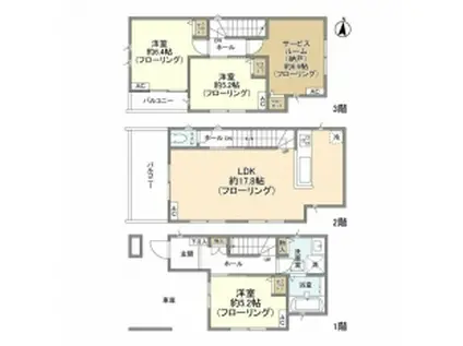 埼玉新都市交通 鉄道博物館駅 徒歩8分 3階建 築3年(3SLDK)の間取り写真