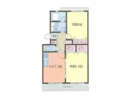 アルファ鷺沼(2DK/3階)の間取り写真
