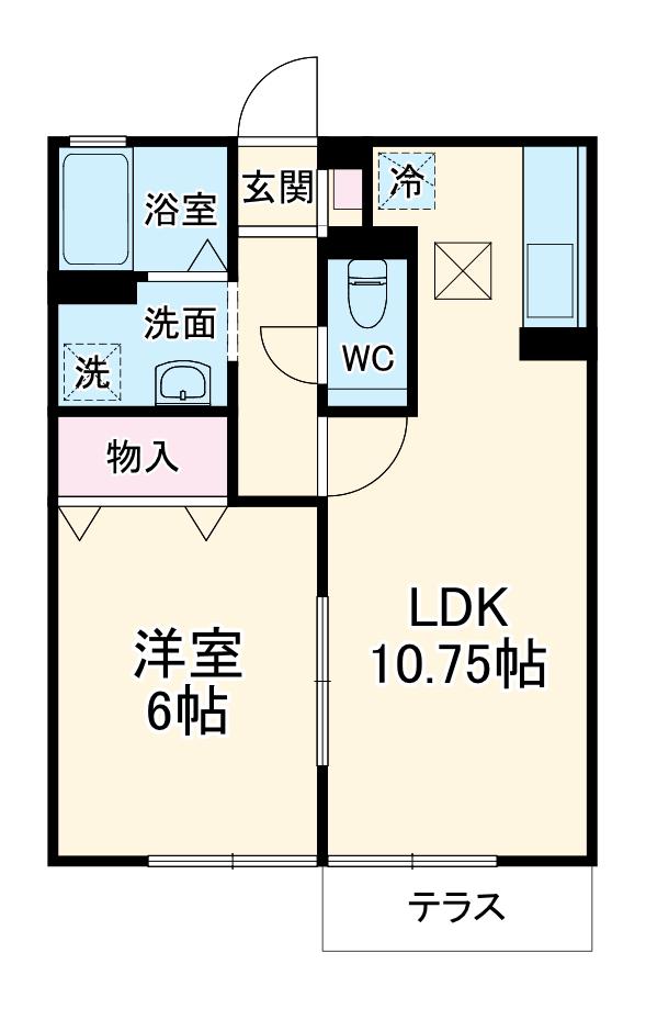 ハイツNOMURA B棟(1LDK/1階)の間取り写真