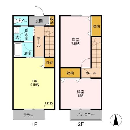 レピュート岡部 B(2DK)の間取り写真