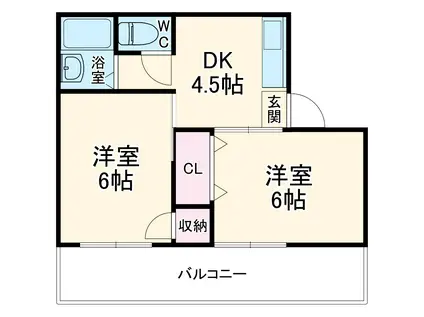 アーバン本郷A(2DK/2階)の間取り写真