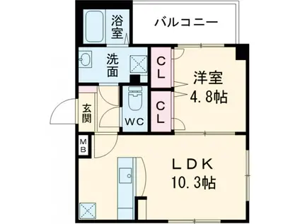 キャバーン愛宕(1LDK/1階)の間取り写真