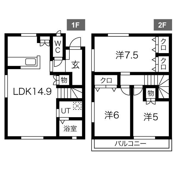 平松町メゾネットⅣ(3LDK)の間取り写真