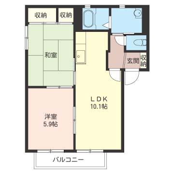 アーバンテラス B(2LDK/2階)の間取り写真