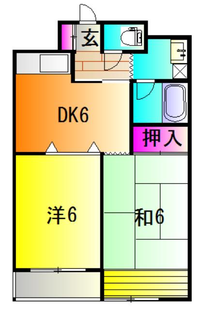 宇都宮第5チサンマンション(2DK/6階)の間取り写真