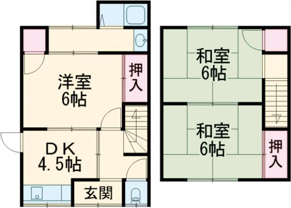 阪急電鉄京都線 東向日駅 徒歩5分 2階建 築56年(3DK)の間取り写真