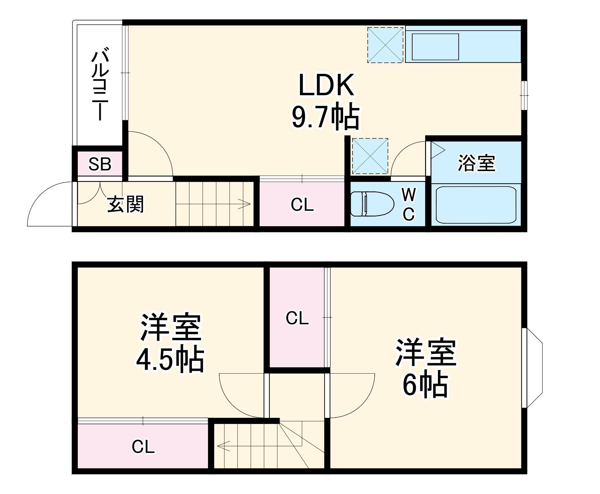 テラス・ラフォーレW-Ⅱ(2LDK/1階)の間取り写真