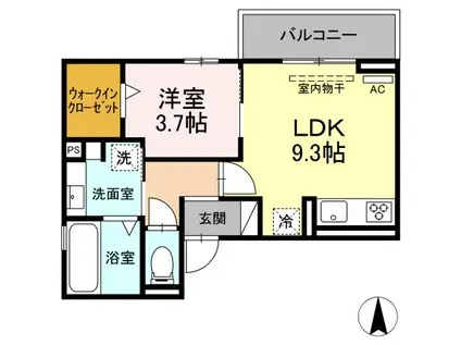 シャルマン高畑(1LDK/3階)の間取り写真