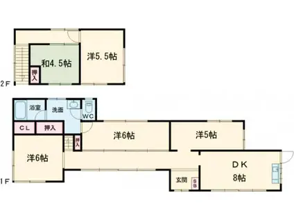 わたらせ渓谷鉄道 花輪駅 徒歩5分 2階建 築51年(5DK)の間取り写真