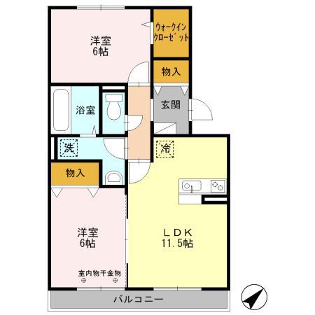 フローラルA(2LDK/2階)の間取り写真