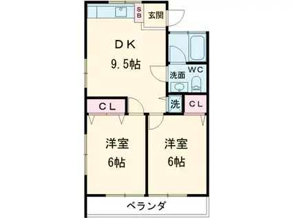 スターコーポ(2DK/2階)の間取り写真