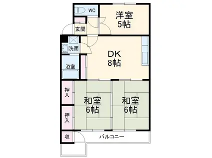 エメラルドマンション東那珂(3DK/2階)の間取り写真