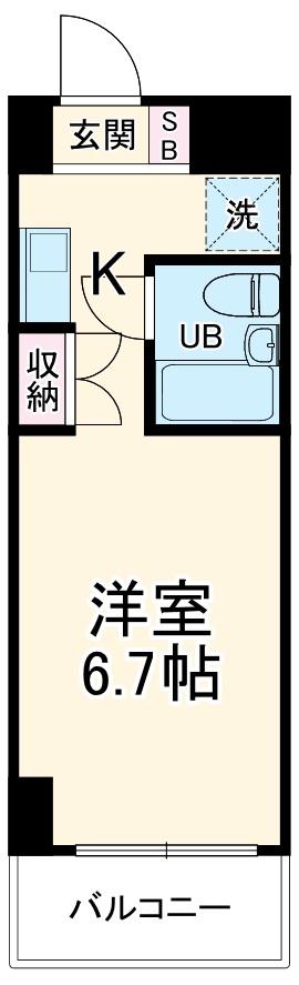ドルフ安藤橋Ⅲ(1K/4階)の間取り写真