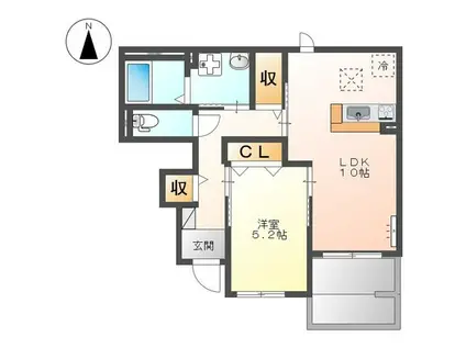 スターチス(1LDK/1階)の間取り写真